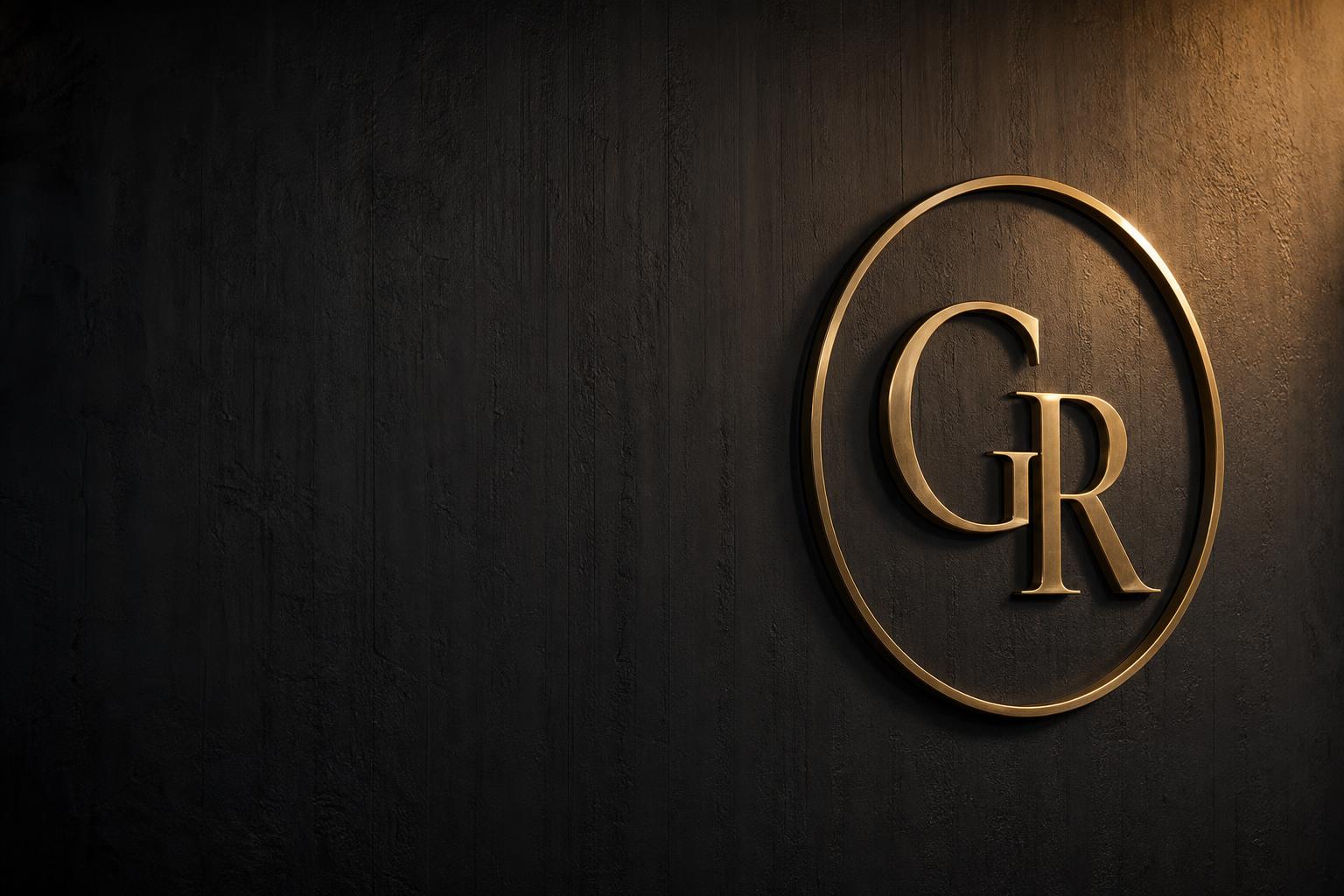Gavriella Rodotheou LLC — gold monogram on a charcoal office wall